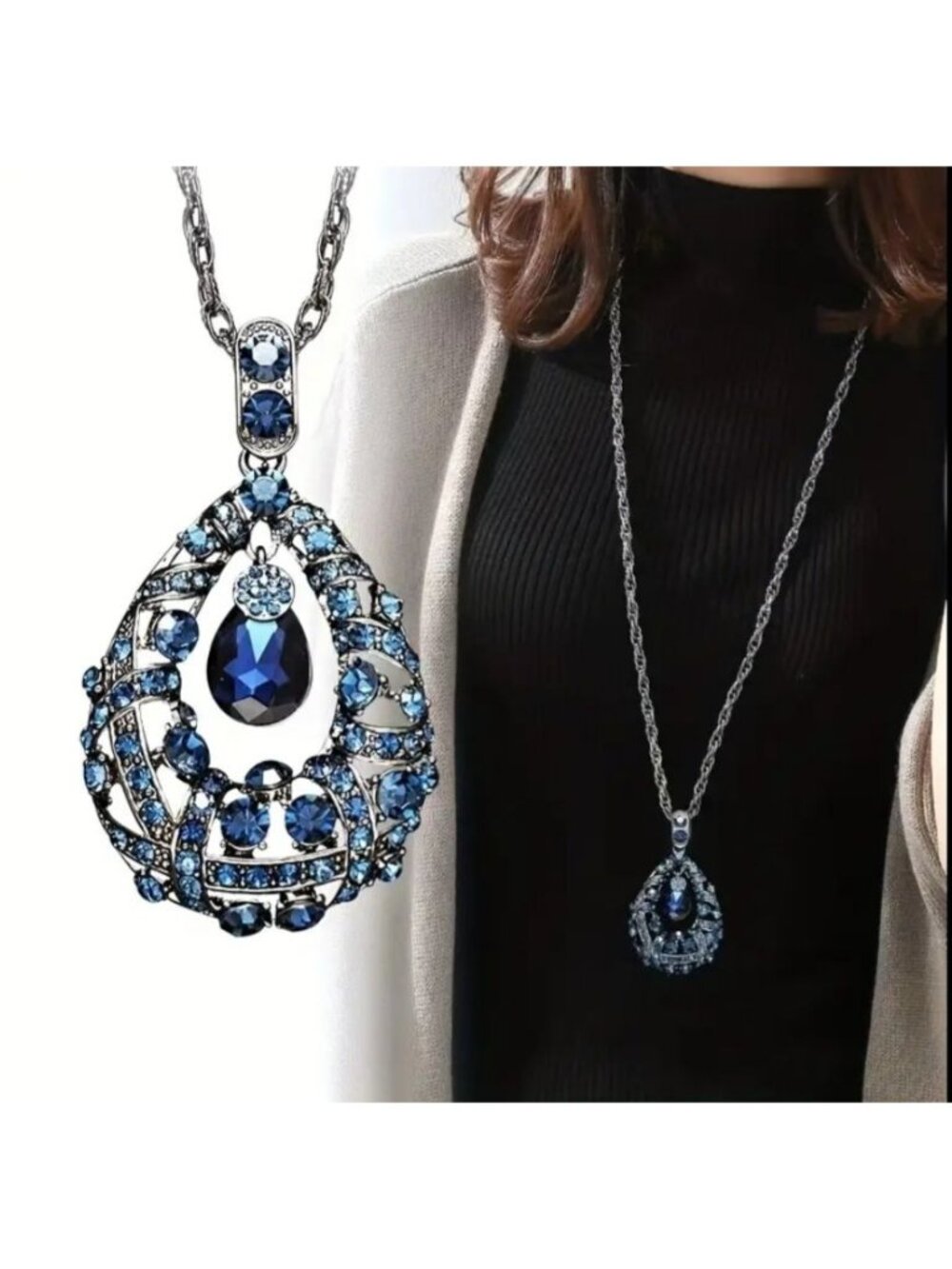 Vintage Sapphire Elegance Oval Shape Pendant